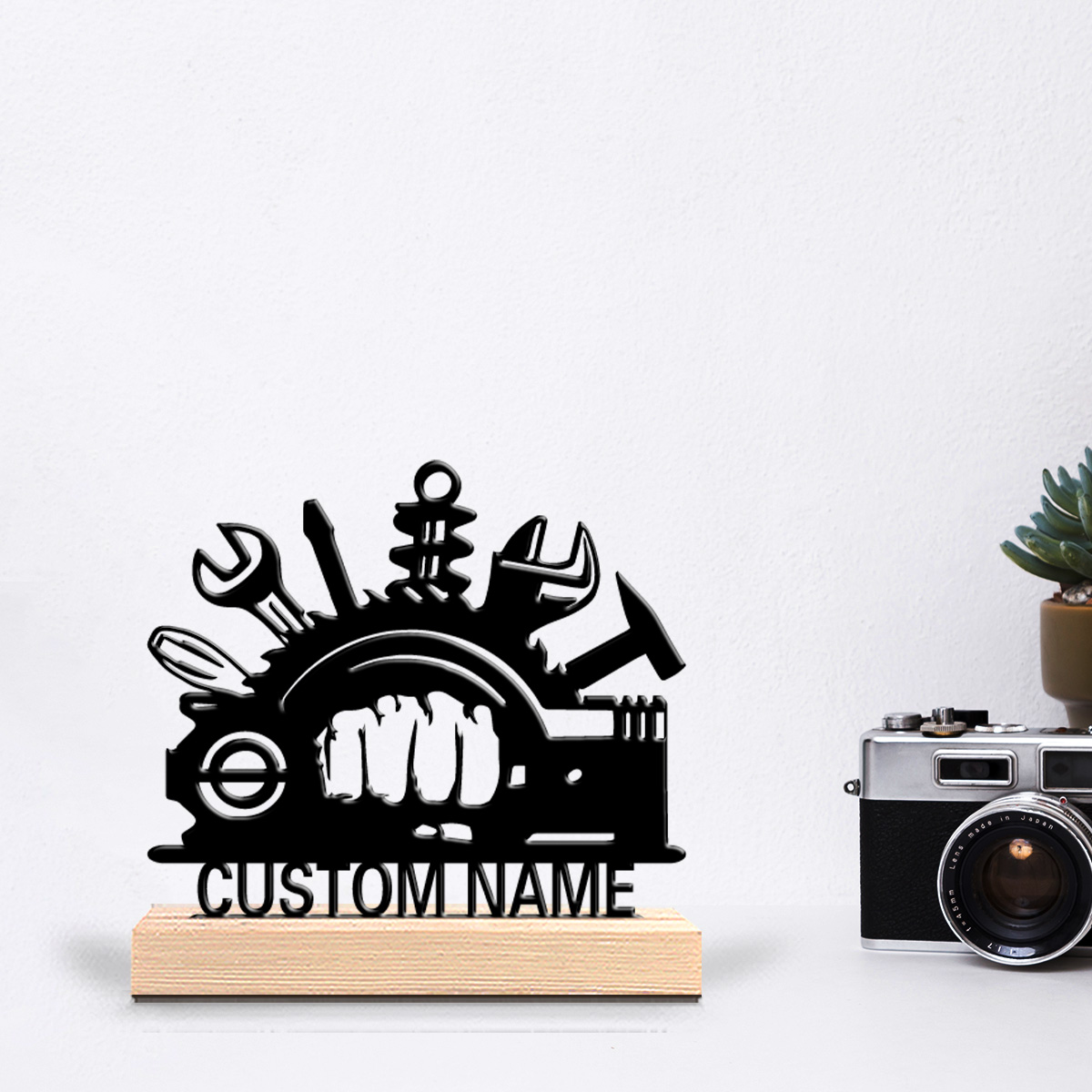 Workshop Tools With Name - 1 Stück Werkstattwerkzeug, individuelle Namensmetallstatue, Eisenornament,