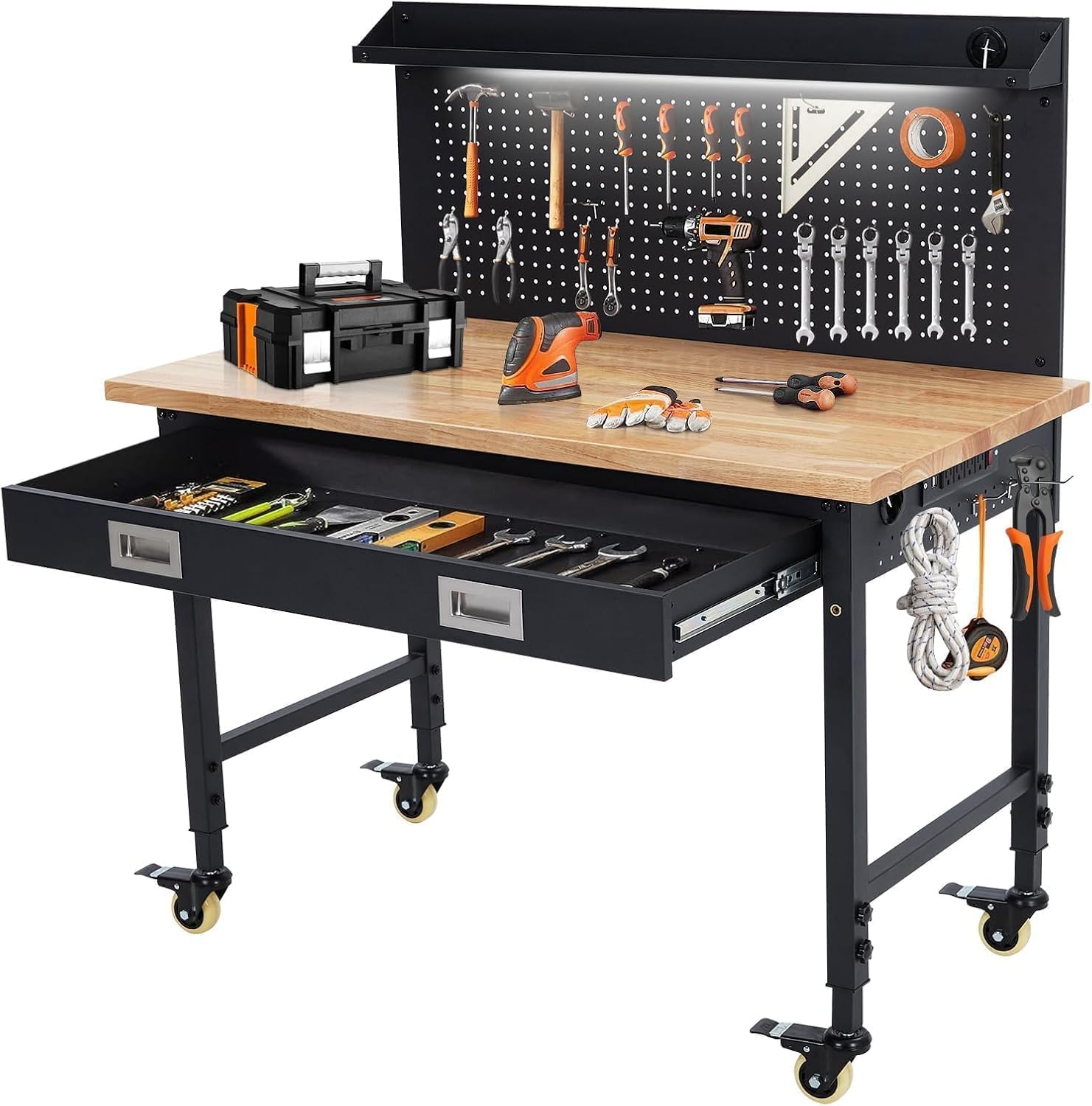 Workshop Tools Bench - Tacleekii 48x24 Zoll Verstellbare Werkbank mit
