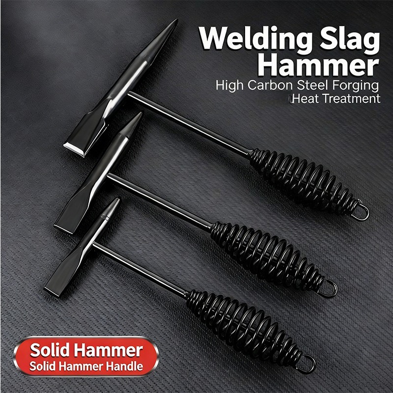 Tools For Welding Workshop - Geschmiedeter Schweißschlackhammer aus Hochkohlenstoffstahl mit Federgriff