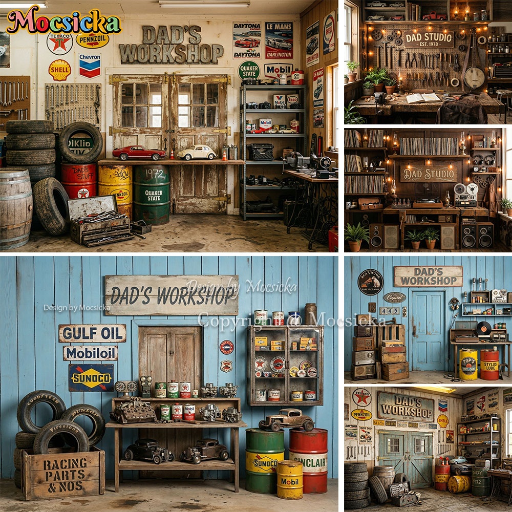 Workshop Tools Background - Mocsicka Dad's Workshop Fotografie-Hintergrund, Vintage-Garage, Auto,