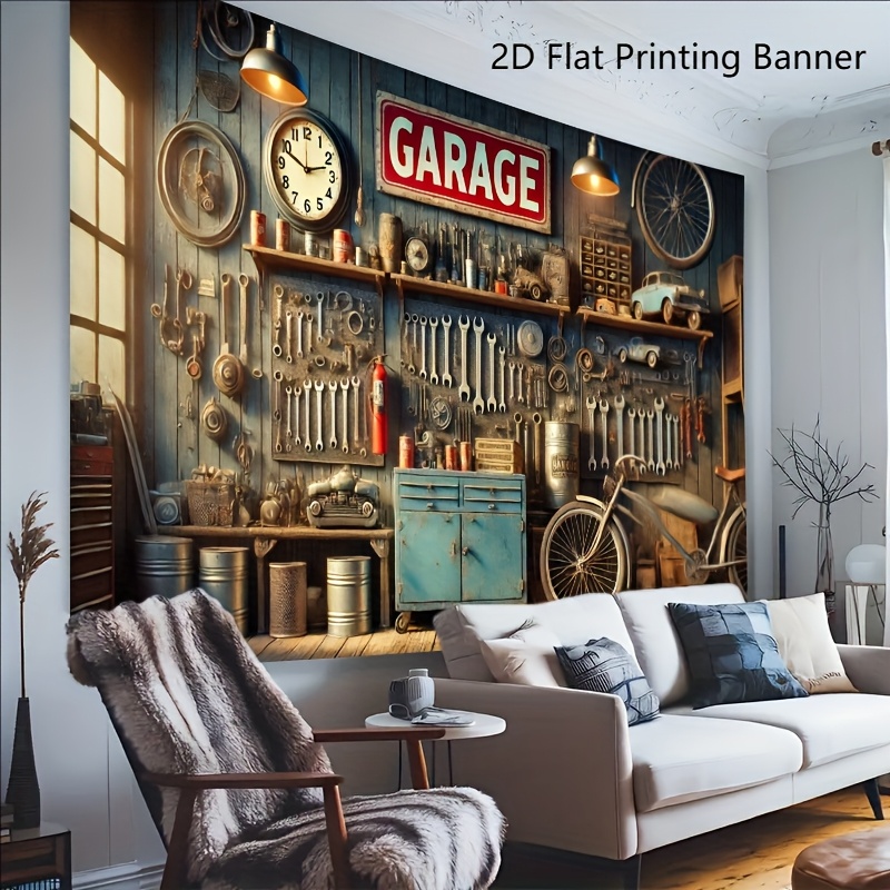 Industrielle Garagen-Hintergru – Workshop Tools Background Bewertung und Preis
