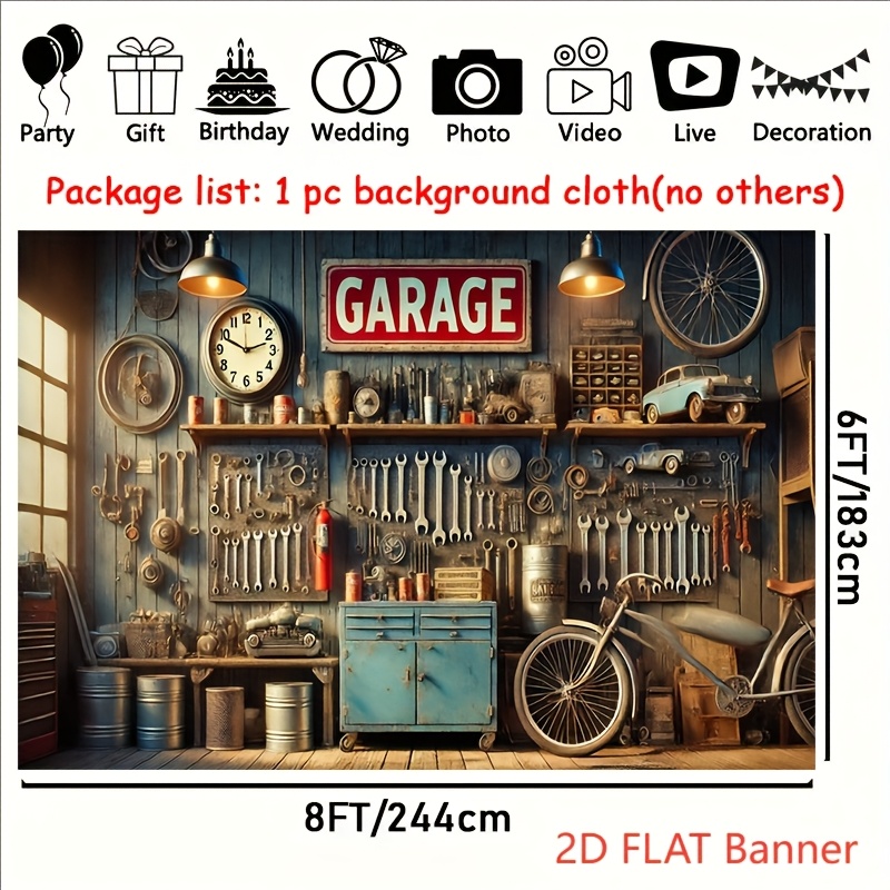 Industrielle Garagen-Hintergru – Workshop Tools Background Bewertung und Preis